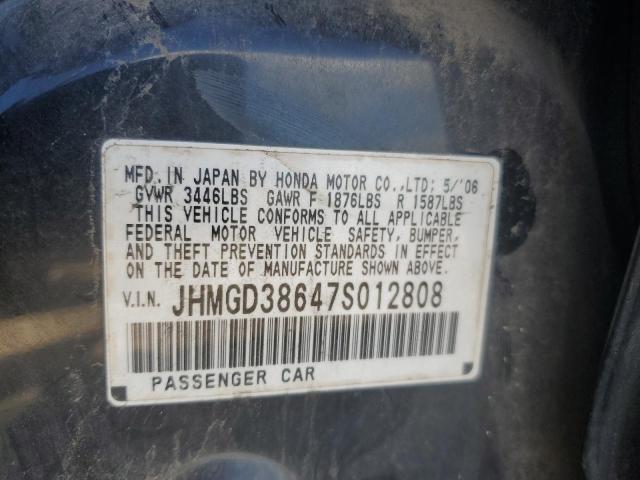 JHMGD38647S012808 - 2007 HONDA FIT S 黑色 照片 12