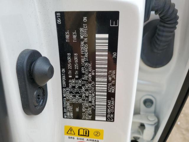 JTJBARBZ4K2191139 - 2019 LEXUS NX 300 BASE WHITE photo 13