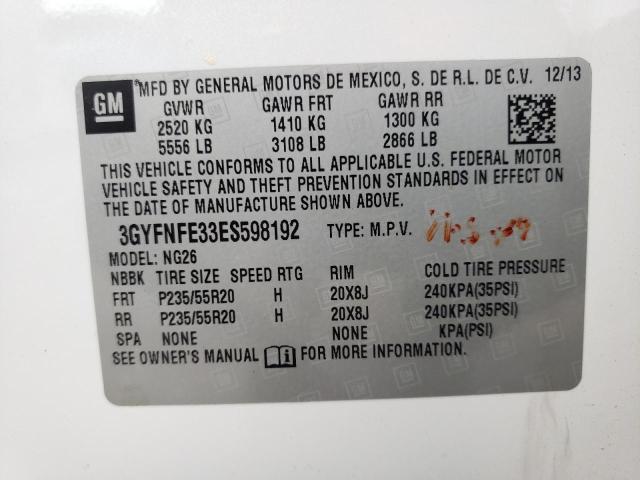 3GYFNFE33ES598192 - 2014 CADILLAC SRX PERFORMANCE COLLECTION Ақ фото 14