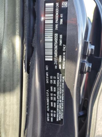 ZARFAMBN3M7649558 - 2021 ALFA ROMEO GIULIA TI GRAY photo 12