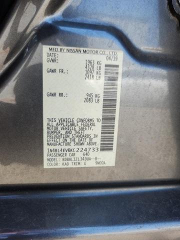 1N4BL4EV6KC224733 - 2019 NISSAN ALTIMA SL GRAY photo 12