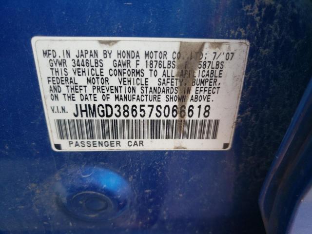 JHMGD38657S066618 - 2007 HONDA FIT S 蓝色 照片 12