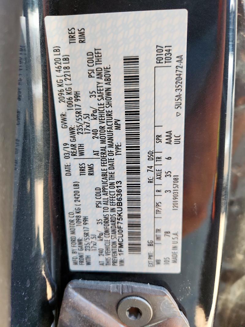 1FMCU0F75KUB63613 - 2019 FORD ESCAPE S BLUE photo 14