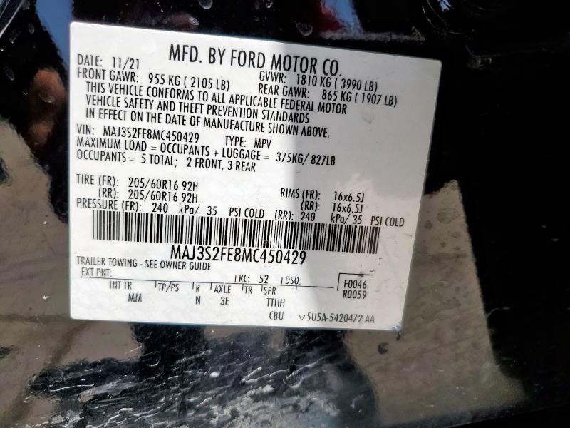 MAJ3S2FE8MC450429 - 2021 FORD ECOSPORT S 黑色 照片 14