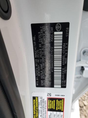 4T1DAACK0SU611512 - 2025 TOYOTA CAMRY XSE WHITE photo 12