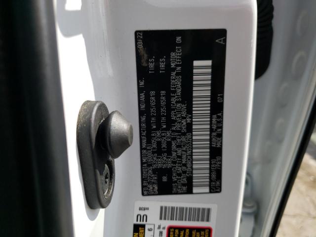 5TDHBRCH1NS553280 - 2022 TOYOTA HIGHLANDER HYBRID XLE WHITE photo 14