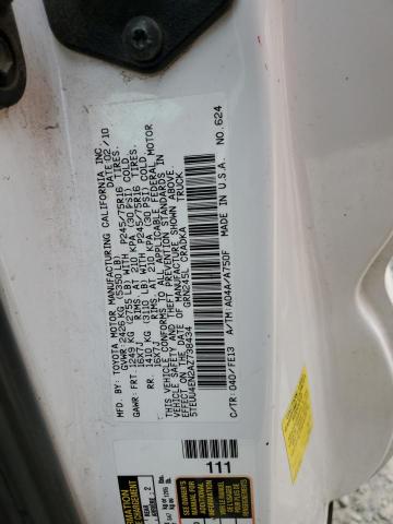 5TEUU4EN2AZ738434 - 2010 TOYOTA TACOMA ACCESS CAB თეთრი ფოტო 12