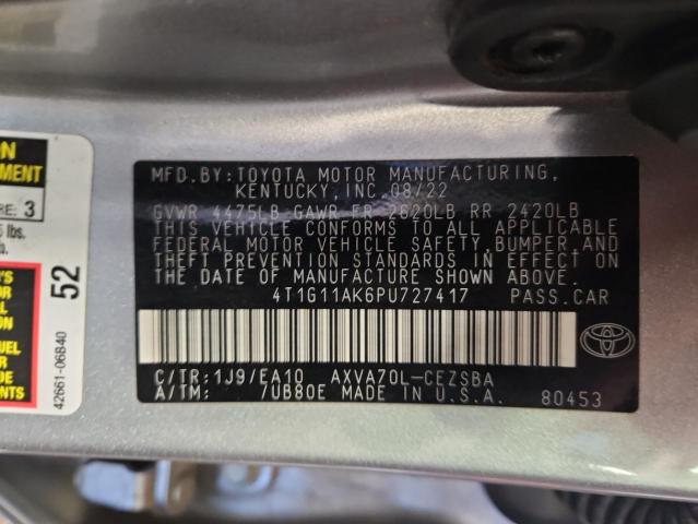 4T1G11AK6PU727417 - 2023 TOYOTA CAMRY SE NIGHT SHADE SILVER photo 12