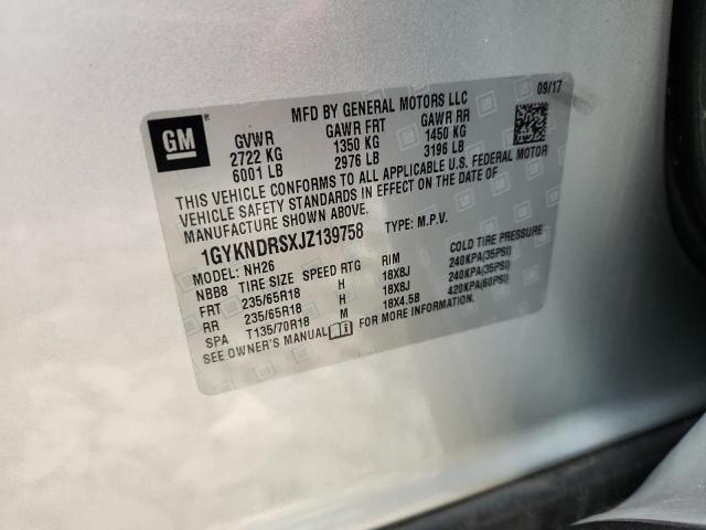 1GYKNDRSXJZ139758 - 2018 CADILLAC XT5 LUXURY ვერცხლისფერი ფოტო 13