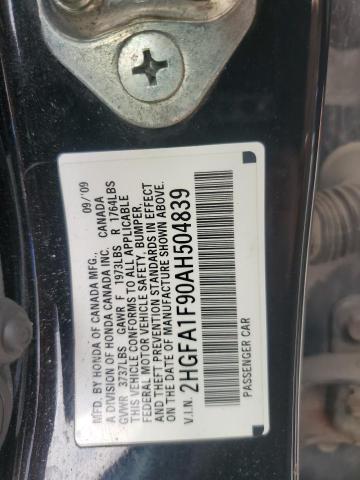 2HGFA1F90AH504839 - 2010 HONDA CIVIC EXL BLACK photo 12