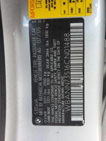 WBANN73516CN01488 - 2006 BMW 530 XIT SILVER photo 12