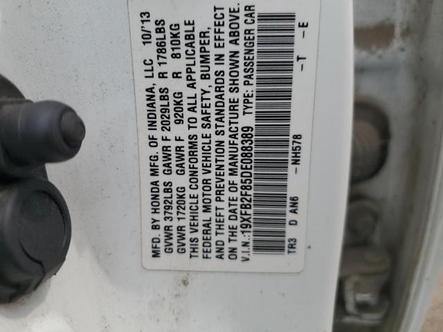 19XFB2F85DE088389 - 2013 HONDA CIVIC EX WHITE photo 13