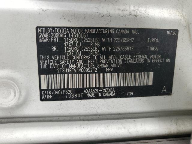 2T3H1RFV1MC095212 - 2021 TOYOTA RAV4 LE 白色 照片 13