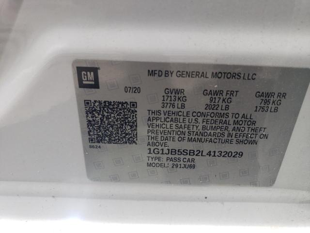 1G1JB5SB2L4132029 - 2020 CHEVROLET SONIC LS WHITE photo 12
