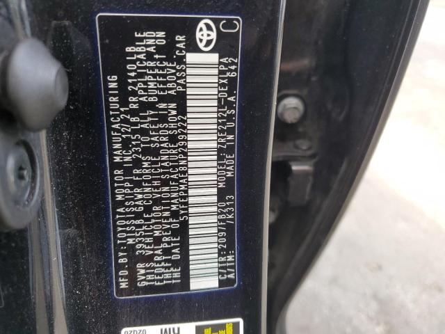 5YFEPMAE8NP299222 - 2022 TOYOTA COROLLA LE BLACK photo 12