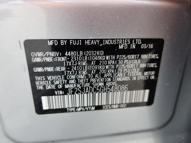 JF2SJADC5GH548086 - 2016 SUBARU FORESTER 2.5I PREMIUM SILVER photo 13