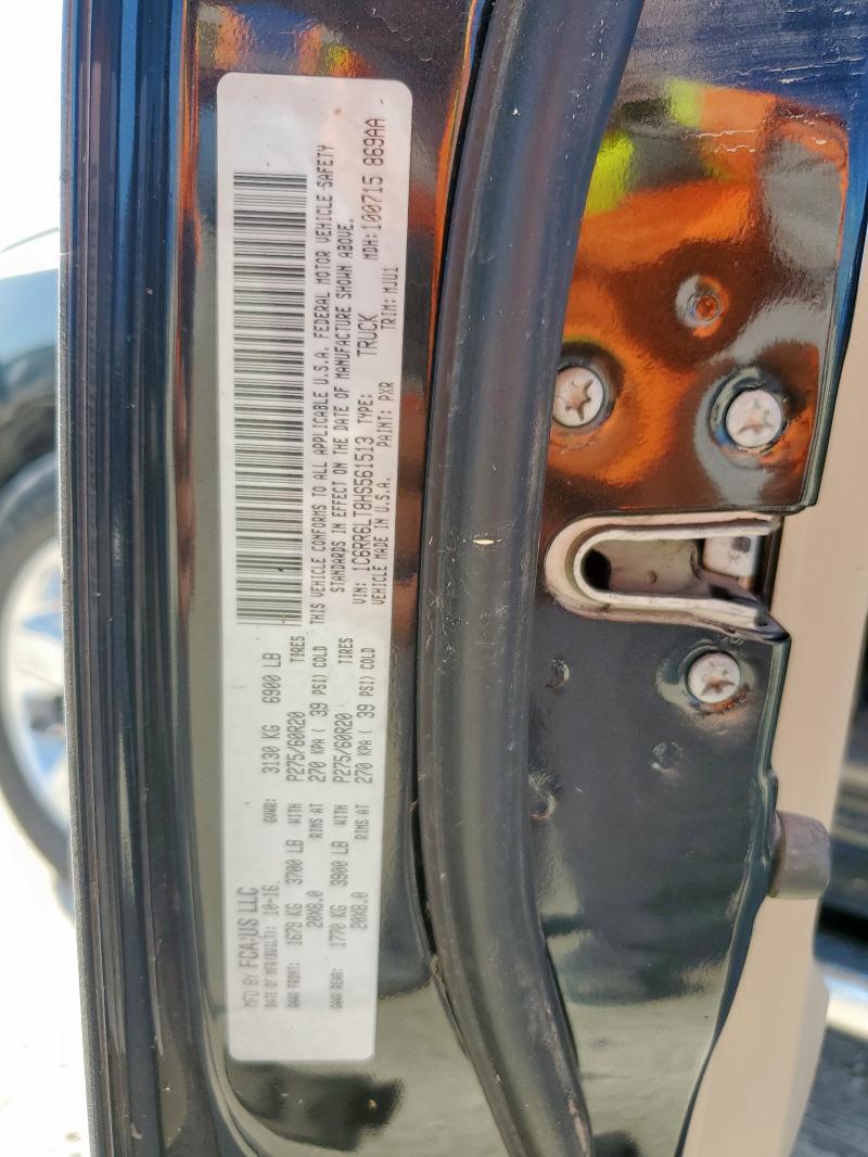 1C6RR6LT8HS561513 - 2017 RAM 1500 SLT BLACK photo 12