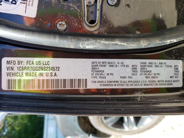 1C6RR7GG2NS234572 - 2022 RAM 1500 CLASS SLT 石墨色 照片 12