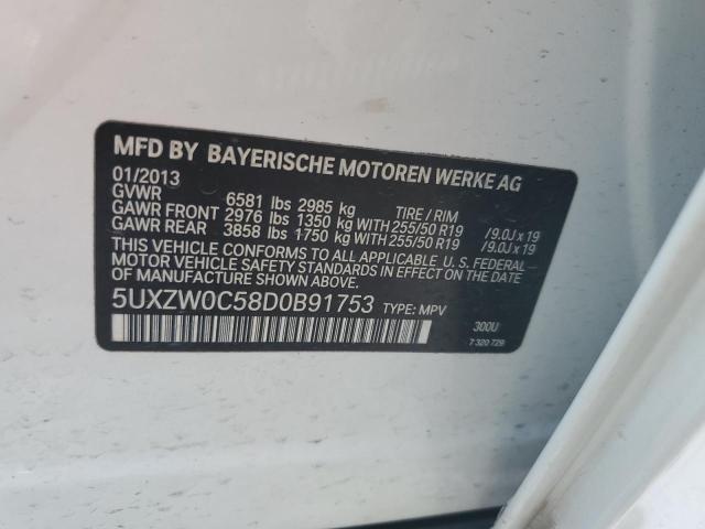 5UXZW0C58D0B91753 - 2013 BMW X5 XDRIVE35D WHITE photo 14