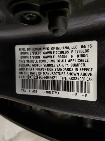 19XFB2F96FE065621 - 2015 HONDA CIVIC EXL 石墨色 照片 12