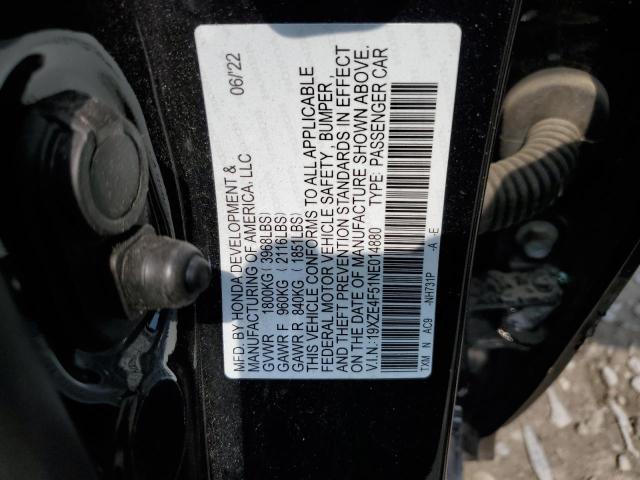 19XZE4F51NE014880 - 2022 HONDA INSIGHT EX BLACK photo 12