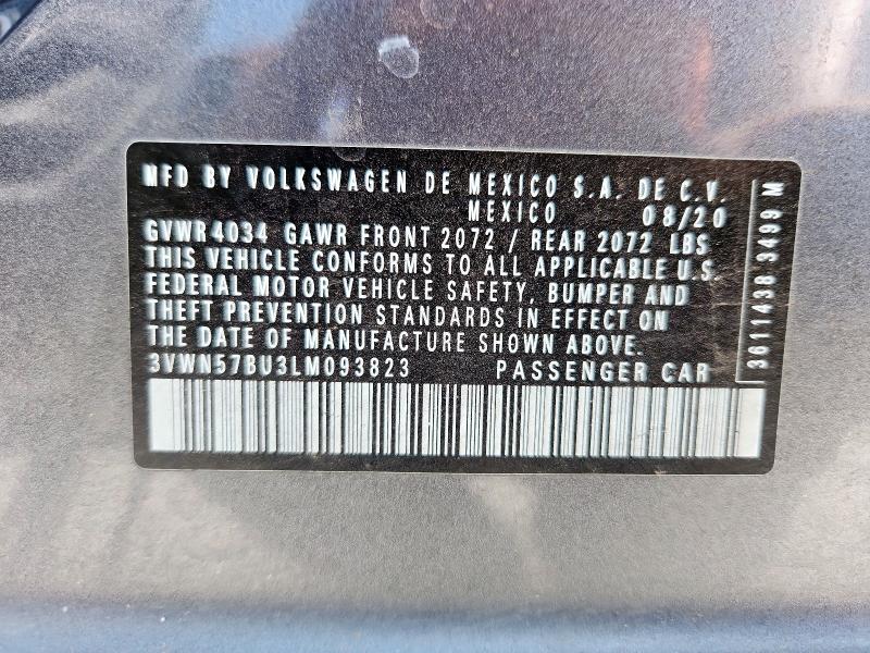 3VWN57BU3LM093823 - 2020 VOLKSWAGEN JETTA S 灰色 照片 12