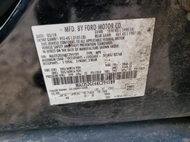 MAJ3S2GE6KC294189 - 2019 FORD ECOSPORT SE Negro foto 12