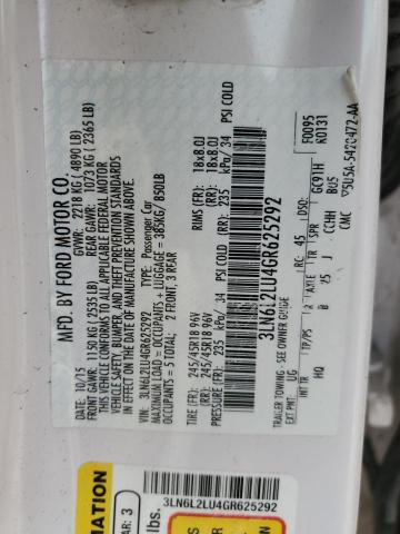 3LN6L2LU4GR625292 - 2016 LINCOLN MKZ HYBRID WHITE photo 12