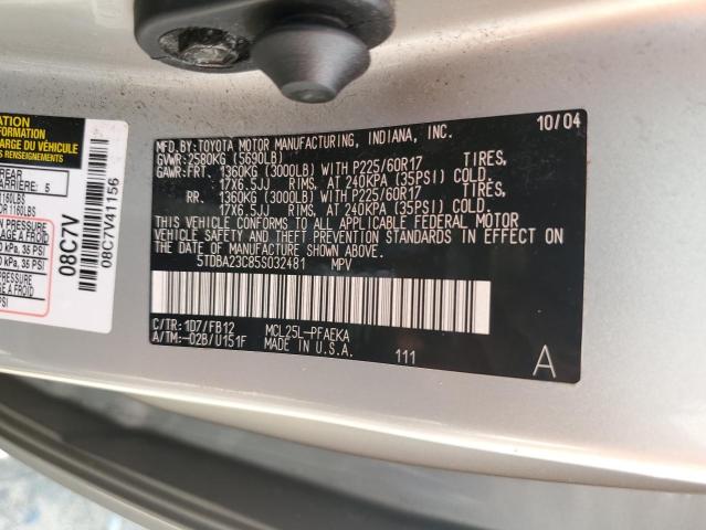 5TDBA23C85S032481 - 2005 TOYOTA SIENNA LE SILVER photo 13