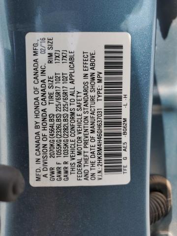 2HKRM4H46GH637031 - 2016 HONDA CR-V SE BLUE photo 13