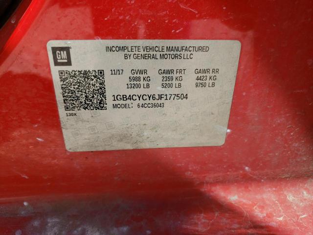 1GB4CYCY6JF177504 - 2018 CHEVROLET SILVERADO C3500 RED photo 12