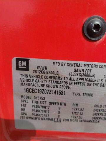 1GCEC19Z07Z141631 - 2007 CHEVROLET SILVERADO C1500 CLASSIC RED photo 12