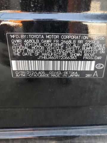 JTHBJ46G972066383 - 2007 LEXUS ES 350 BLACK photo 12