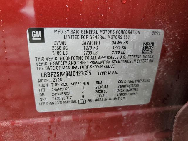 LRBFZSR49MD127635 - 2021 BUICK ENVISION AVENIR MAROON photo 13