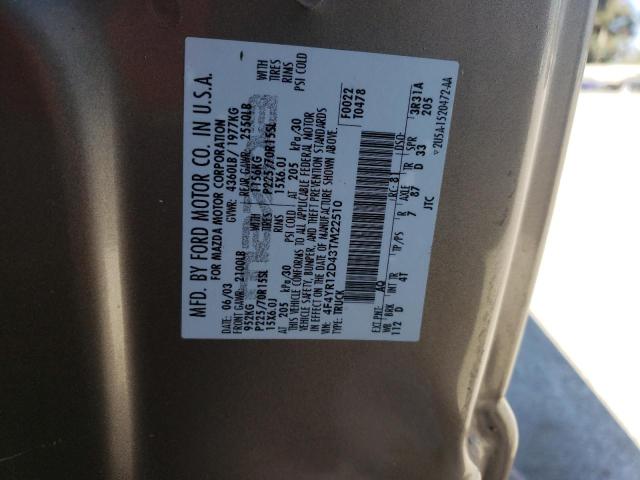 4F4YR12D43TM22510 - 2003 MAZDA B2300 TAN photo 12