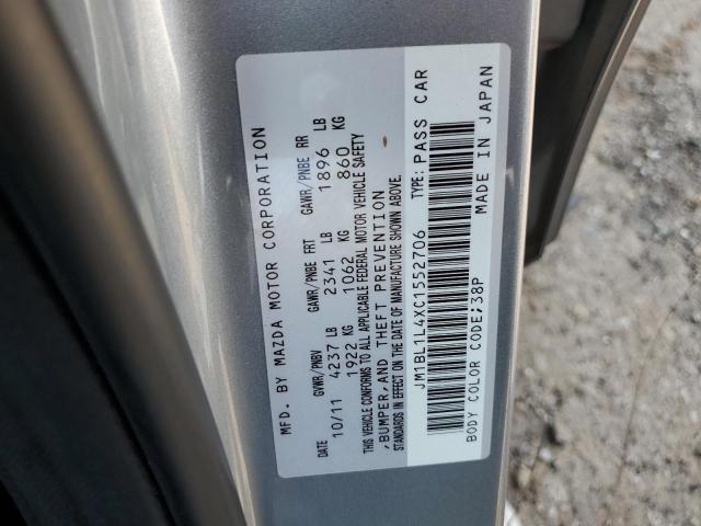 JM1BL1L4XC1552706 - 2012 MAZDA SPEED 3 GRAY photo 12