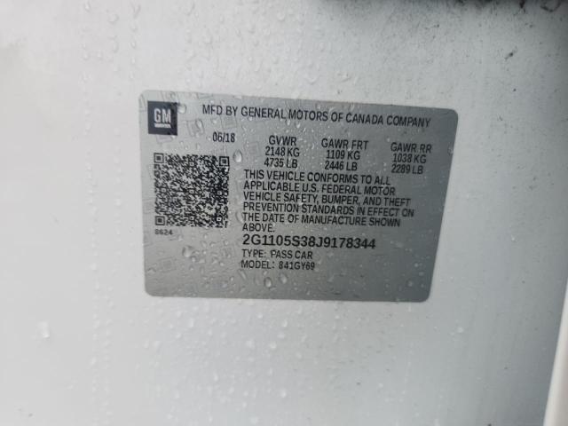 2G1105S38J9178344 - 2018 CHEVROLET IMPALA LT WHITE photo 13