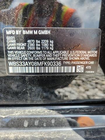 WBS33AY08MFK90336 - 2021 BMW M3 COMPETITION BLACK photo 12