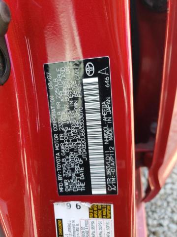 JTDKB20U683303070 - 2008 TOYOTA PRIUS RED photo 12