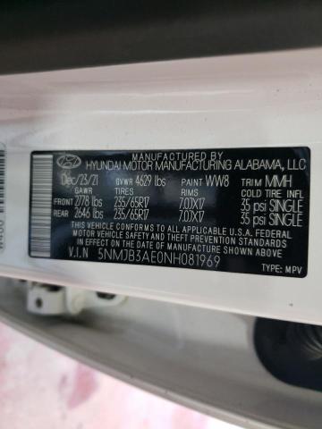 5NMJB3AE0NH081969 - 2022 HYUNDAI TUCSON SEL WHITE photo 14