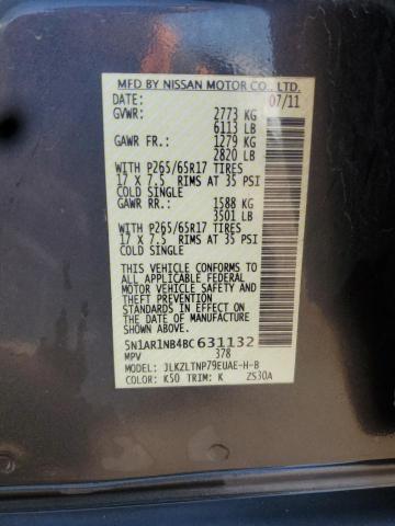 5N1AR1NB4BC631132 - 2011 NISSAN PATHFINDER S Grau Foto 12