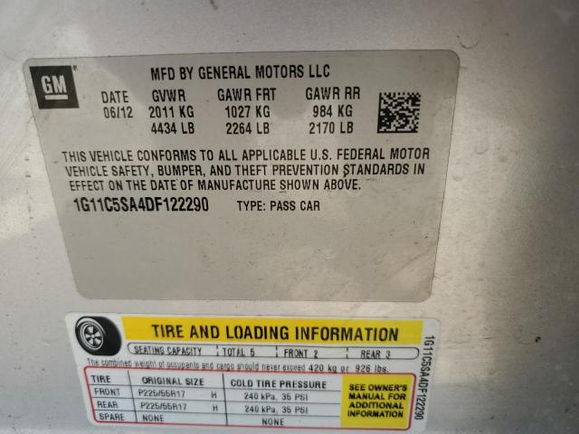 1G11C5SA4DF122290 - 2013 CHEVROLET MALIBU 1LT SILVER photo 13