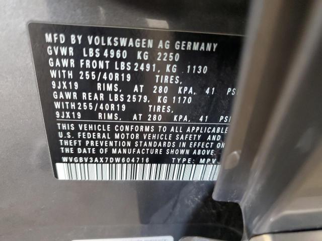 WVGBV3AX7DW604716 - 2013 VOLKSWAGEN TIGUAN S GRAY photo 13