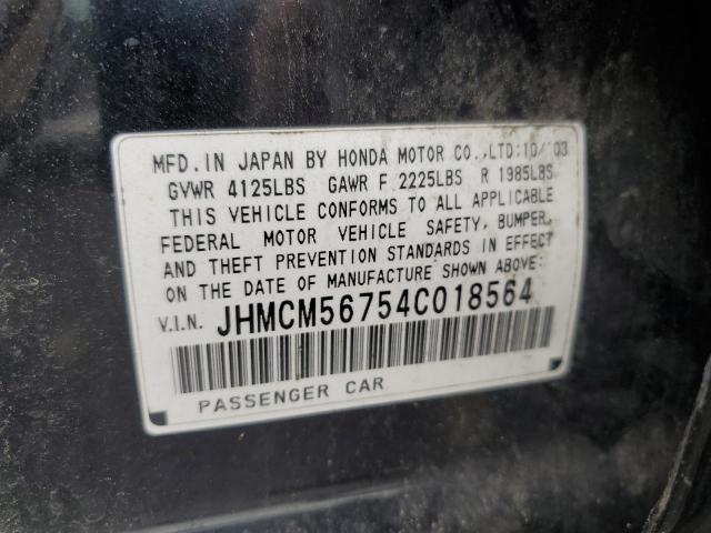 JHMCM56754C018564 - 2004 HONDA ACCORD EX BLACK photo 12