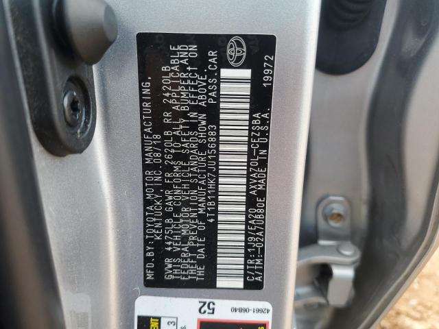 4T1B11HK7JU156883 - 2018 TOYOTA CAMRY L SILVER photo 12