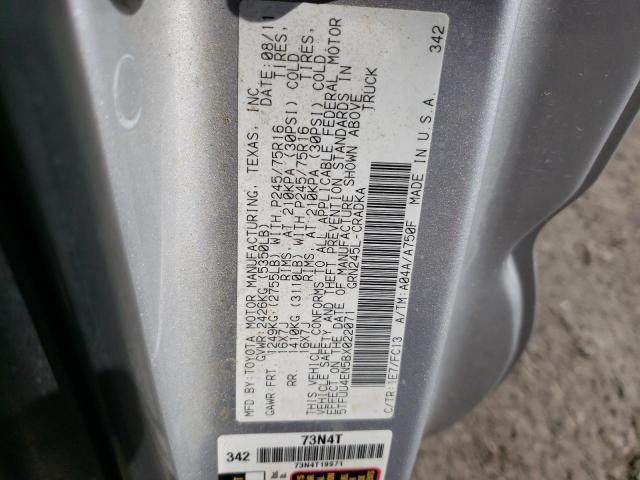 5TFUU4EN5BX022071 - 2011 TOYOTA TACOMA ACCESS CAB ვერცხლისფერი ფოტო 12