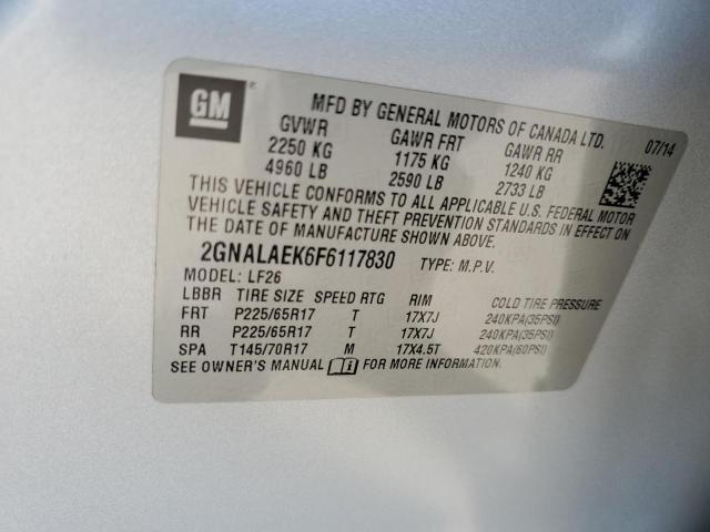 2GNALAEK6F6117830 - 2015 CHEVROLET EQUINOX LS SILVER photo 12