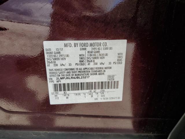 2LMPJ6LR4JBL23217 - 2018 LINCOLN MKX RESERVE Շագանակագույն լուսանկար 13