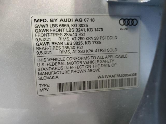 WA1VAAF78JD054308 - 2018 AUDI Q7 PRESTIGE 银色 照片 14