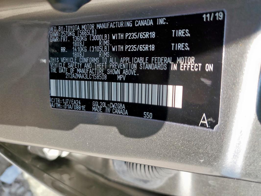 2T2AZMAA3LC158508 - 2020 LEXUS RX 350 BASE SILVER photo 14